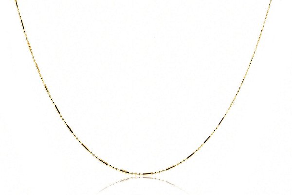Colar Com Corrente De Bolinha E Palito Folheado Em Ouro 18k [F027]