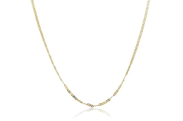 Colar Longo Elo Duplo Folheado Em Ouro 18k [F027]