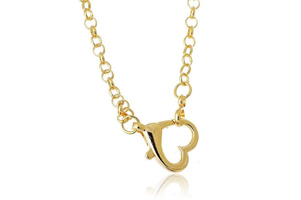 Colar Com Corrente Dourada E Fecho De Coração [F027]