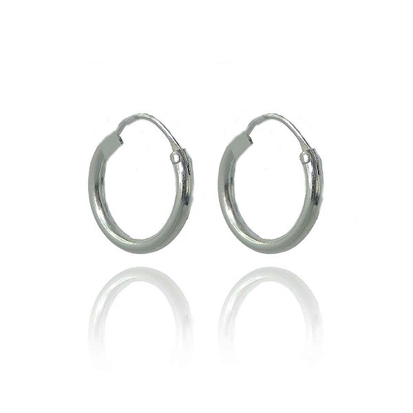 Brinco Argolinha Lisa 2x14 Em Prata 925 [F027]