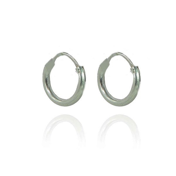 Brinco Argolinha Lisa 2x10 Em Prata 925 [F027]