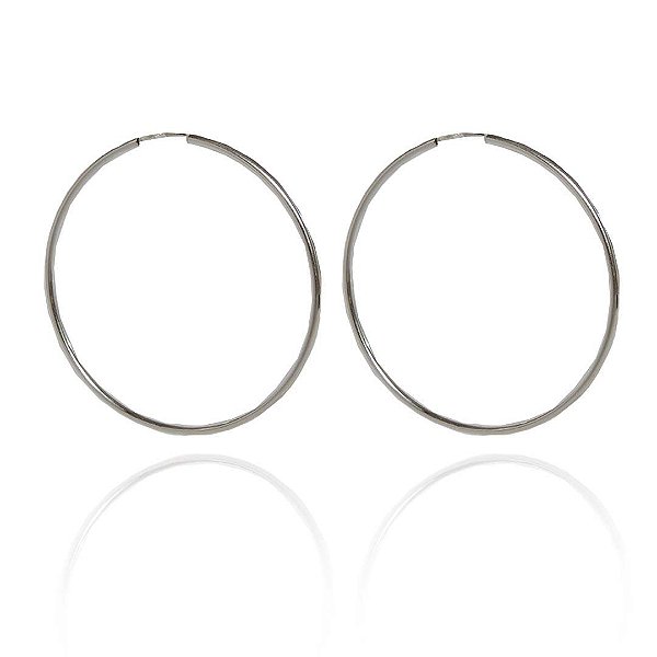 Brinco De Argola Grande Lisa Em Prata 925 [F027]