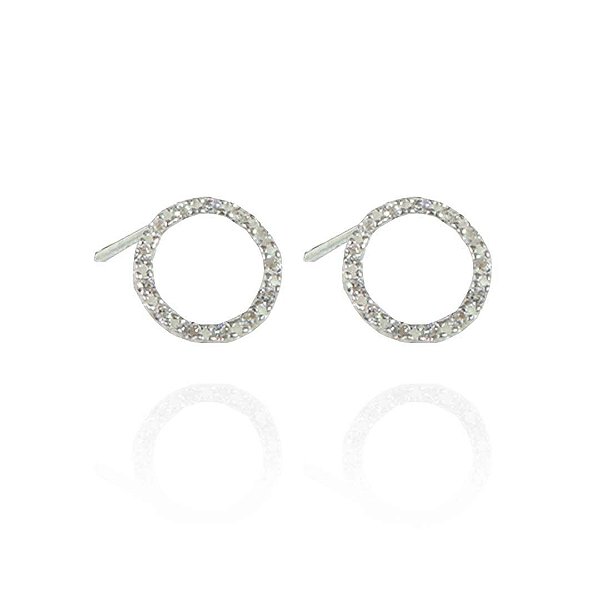 Brinco De Círculo Trabalhado Com Zircônias Em Prata 925 [F027]