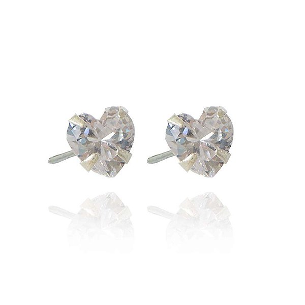 Brinco De Coração Grande Com Zircônia Em Prata 925 [F027]