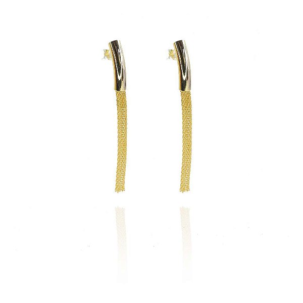 Brinco Fio Grosso Trabalhado Folheado A Ouro 18k [F027]