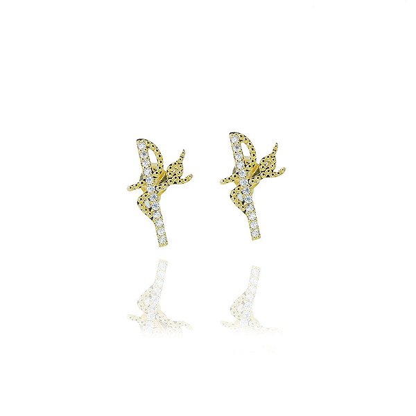 Brinco Fé Com Zircônias Folheado A Ouro 18k [F027]