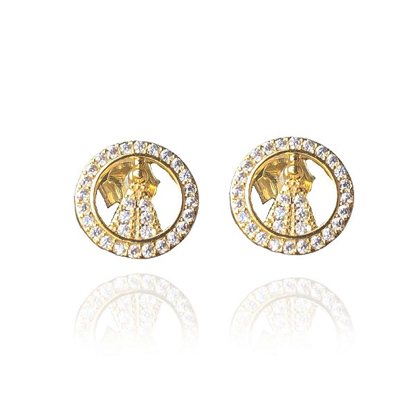 Brinco Mini Zircônias De Nossa Senhora [F027]