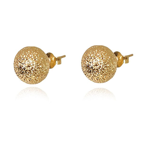 Brinco De Bola Trabalhada Folheada Em Ouro 18k [F027]