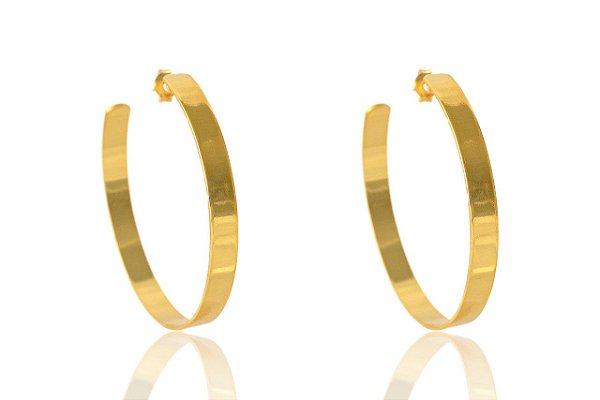 Brinco Argola Grande Grossa Folheado Em Ouro 18k [F027]