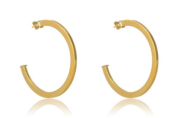 Brinco Argola Grande Clássica Folheado Em Ouro 18k [F027]