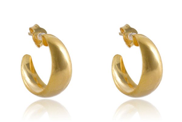 Brinco Argolinha Grossa Lisa Folheado [F027]