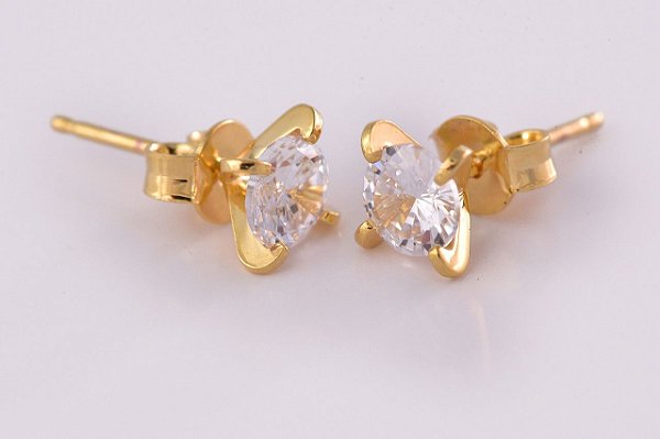 Brinco Pingo De Luz Zircônia Grande Folheado [F027]