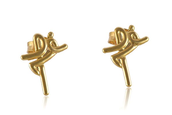 Brinco Pequeno Fé Folheado [F027]