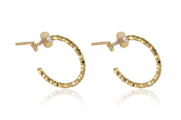 Brinco Argolinha Pequena Trabalhada Folheado [F027]