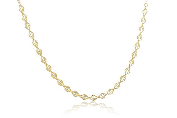 Choker Com Folhas Folheado Em Ouro 18k [F027]