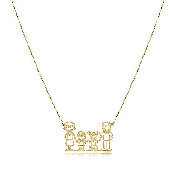 Colar Personalizado De Familia Folheado Em Ouro 18k [F027]