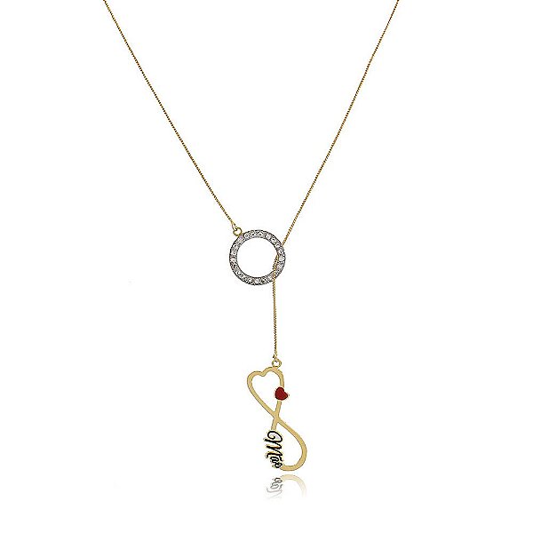 Colar Personalizado Mãe E Infinito Folheado Em Ouro 18k [F027]
