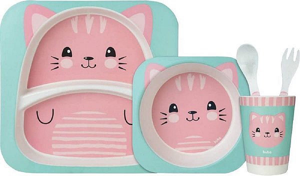 Kit Refeição Bambu - Gato - UN / 3 [F102]