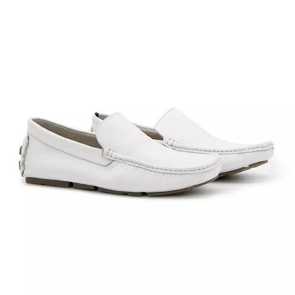 Mocassim Youth Couro Nobuck Branco 16007 [F008]