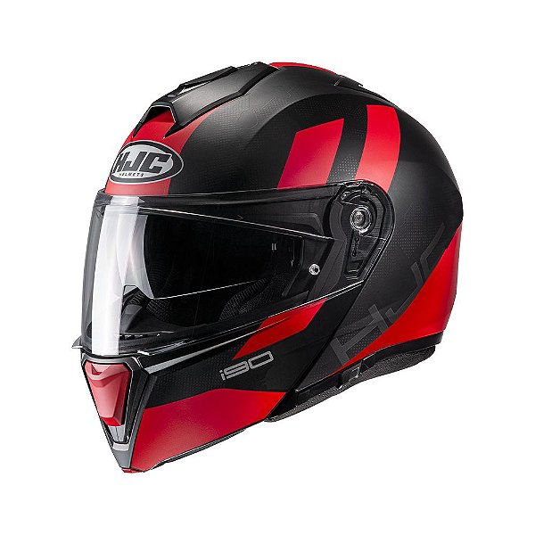 Capacete Hjc I90 Syrex Preto E Vermelho 56 [F016]