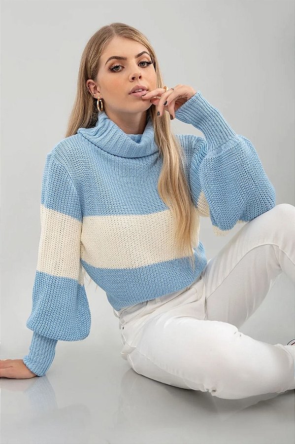 Blusa Tricot Listra Manga Longa Cacharrel [F081]