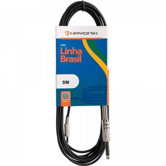 Cabo de Áudio Hayonik Linha Brasil P2 Estéreo X P10 Estéreo 5m Preto [F003]