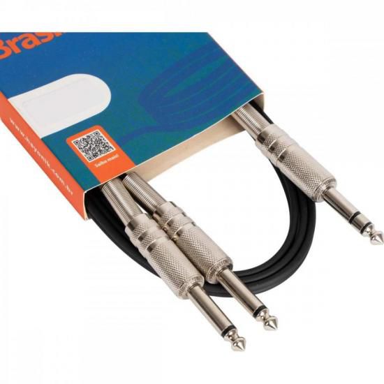 Cabo de Áudio Linha Brasil P10 Estéreo X 2 P10 Mono 1,2m Preto HAYONIK [F003]