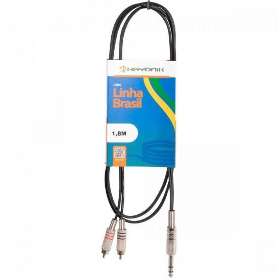 Cabo de Áudio Linha Brasil P10 Estéreo X 2 RCA 1,8m Preto HAYONIK [F003]