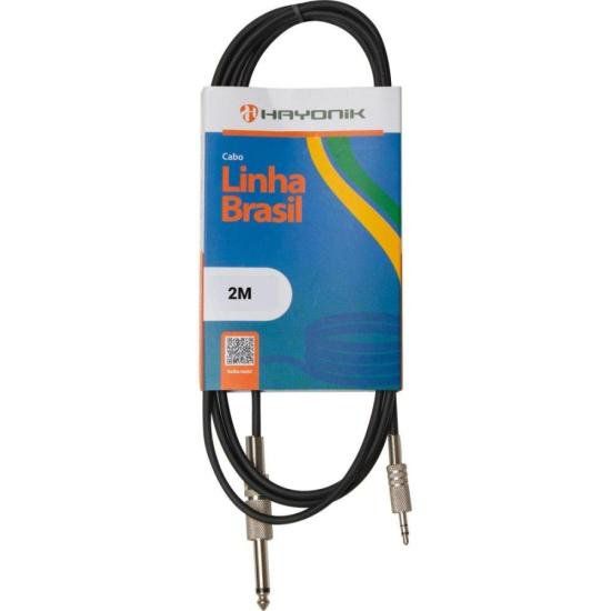 Cabo de Áudio Linha Brasil P2 Estéreo X 1 P10 Mono 2m Preto HAYONIK [F003]