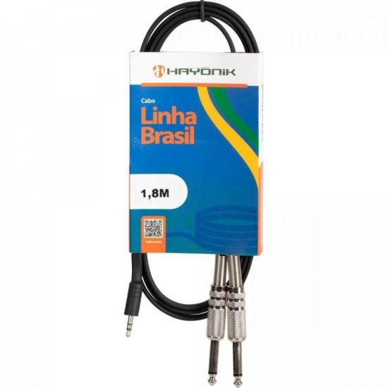 Cabo de Áudio Linha Brasil P2 Estéreo X 2 P10 Mono 1,8mPreto HAYONIK [F003]