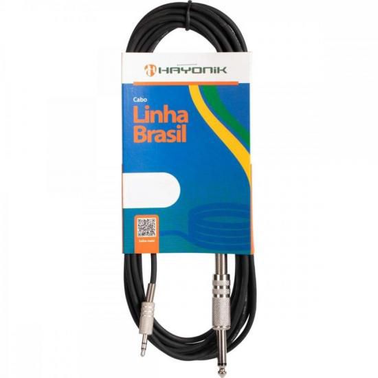 Cabo de Áudio Linha Brasil P2 Estéreo X P10 Mono 1,2Mts Preto HAYONIK [F003]