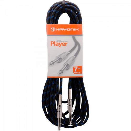 Cabo para Instrumentos Hayonik Player P10 X P10 7m Textil Preto/Azul [F003]
