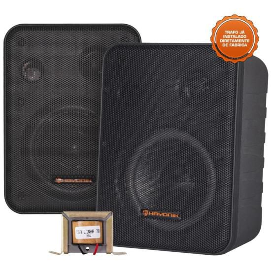 Caixa Acústica com Trafo 70V(25W) Ambience Line MSB60NC Preta HAYONIK - PAR / 2 [F003]