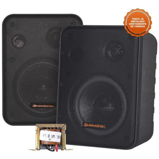 Caixa Acústica com Trafo 70V(5W) Ambience Line MSB60NC Preta HAYONIK - PAR / 2 [F003]