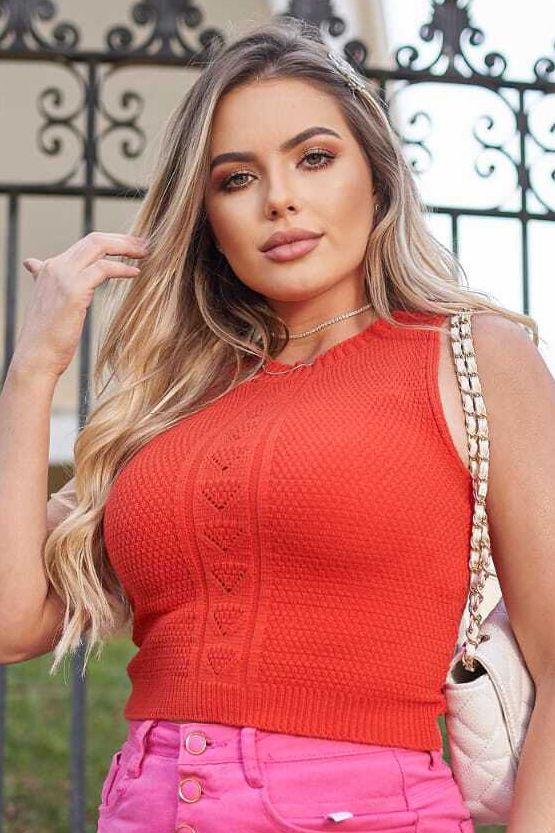 Cropped Tricot Modal Diamante [F081]