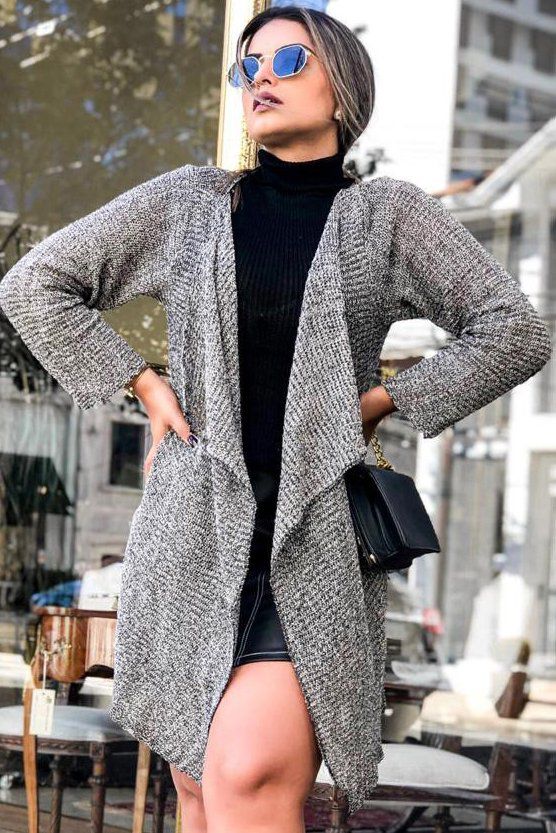 Kimono Tricot Lapela Assimétrica [F081]