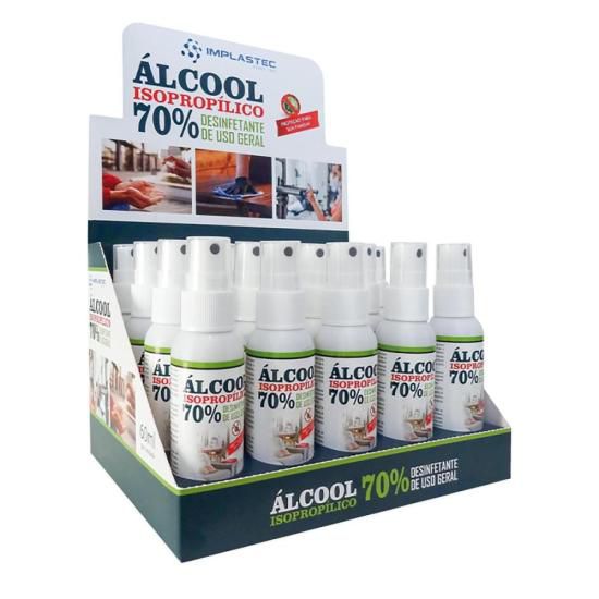 Álcool Isopropílico 70% 60ml Pump Implastec - CX / 20 [F002]