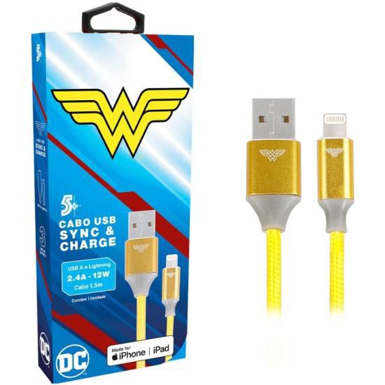 Cabo USB-A Para Lightning Wonder Woman 1,5m 5+ [F002]