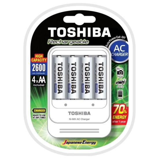 Carregador de Pilhas TNHC-6GAE4 CB (C/4 Pilhas AA 2600mAh) Toshiba [F002]