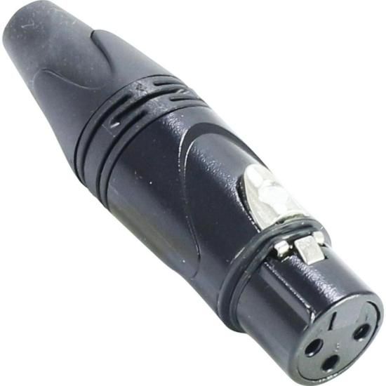 Conector XLR(F) 3 Pólos Datalink Preto - PCT / 10 [F002]