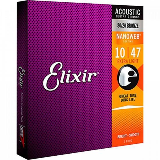 Encordoamento Para Violão .010 Extra Light Bronze Nanoweb 11002 Elixir [F002]