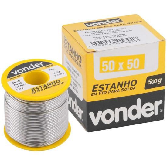 Estanho em Fio Para Solda 500g Amarelo 50x50 1,5mm Vonder [F002]