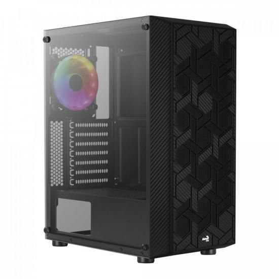 Gabinete Gamer Aerocool Hive Preto RGB Lateral Vidro [F002]