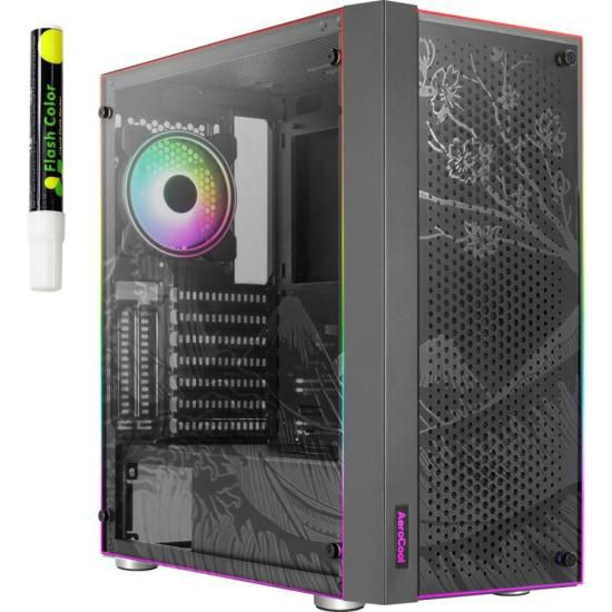 Gabinete Gamer Aerocool Skribble Preto RGB Lateral Vidro [F002]