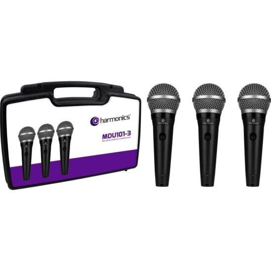 Kit De Microfone Harmonics MDU101 Com 3 Microfones Dinâmico Cardióide [F002]