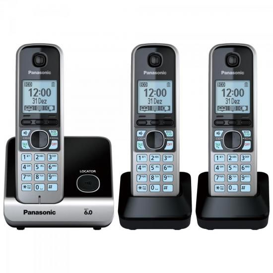 Telefone Sem Fio Com Base e 2 Ramais Panasonic KX-TG6713LBB Preto [F002]