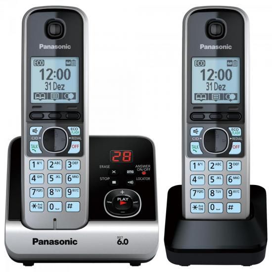 Telefone Sem Fio Com Base e Ramal Panasonic KX-TG6722 Preto/Prata [F002]