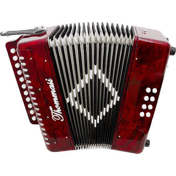Acordeon 8 Baixos 21 Botões Ta 821bs Vermelho Thommasi [F097]