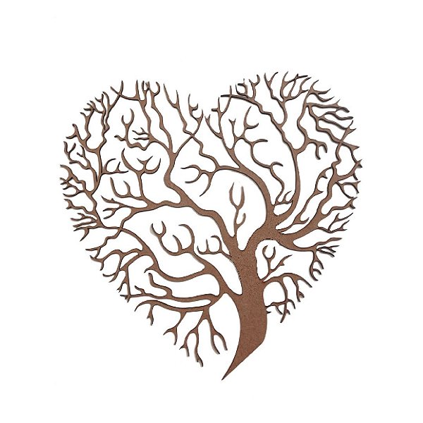 Arvore Coração Em Mdf Natural [F031]