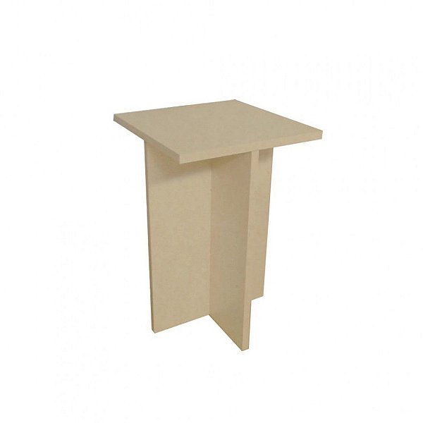 Banco Tampo Quadrado 45cm Em Mdf Natural [F031]
